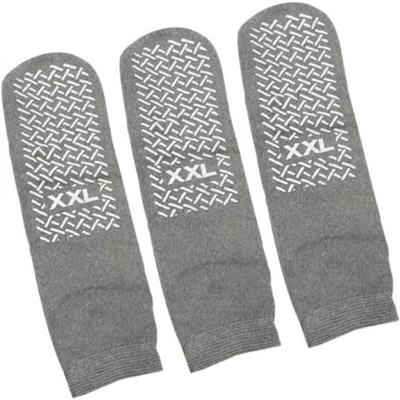 Single Tread Non-Skid XX-Large Comfort Safety Socks Grey (3 Pairs)