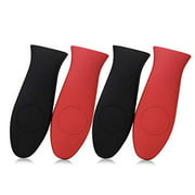 BoomYou Silicone Hot Handle Cover / Heat Protecting Silicone Hot Handle Holder Red and Black 4 Packs