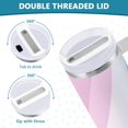 thumbnail image 3 of Yayeee 40oz Double-Wall Insulated Stainless Steel Tumbler with Handle Bottle, Pink Gradient, 3 of 8