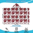 thumbnail image 2 of Red Football Helmets with Bows Pattern Hooded Bath Towel，60"x35" for Ages 3 To 12 Kids, Quick Dry Lightweight Soft Microfiber Hood Beach Towel Cover Up for Kids, 2 of 7