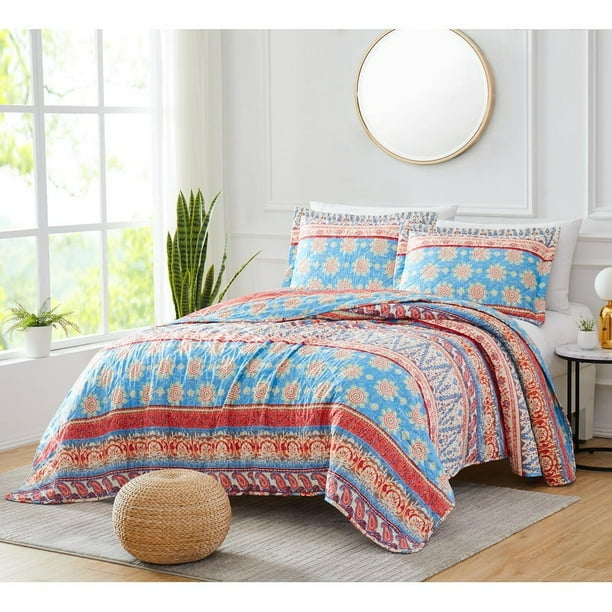 Georgetown Rayna 3 Piece Reversible Quilt Set In Queen Walmart Com Walmart Com