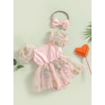 thumbnail image 3 of xiaxaixu Ensemble d'Été 2 Pcs pour Bébé Fille, Robe en Tulle à Manches Courtes Bouffantes avec Bandeau, 3 of 9
