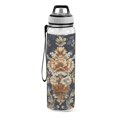 thumbnail image 2 of Floral Gold Sports Water Bottle 32oz with Straw for Kids Travel Mug BPA Free Leak Proof for School, 2 of 7
