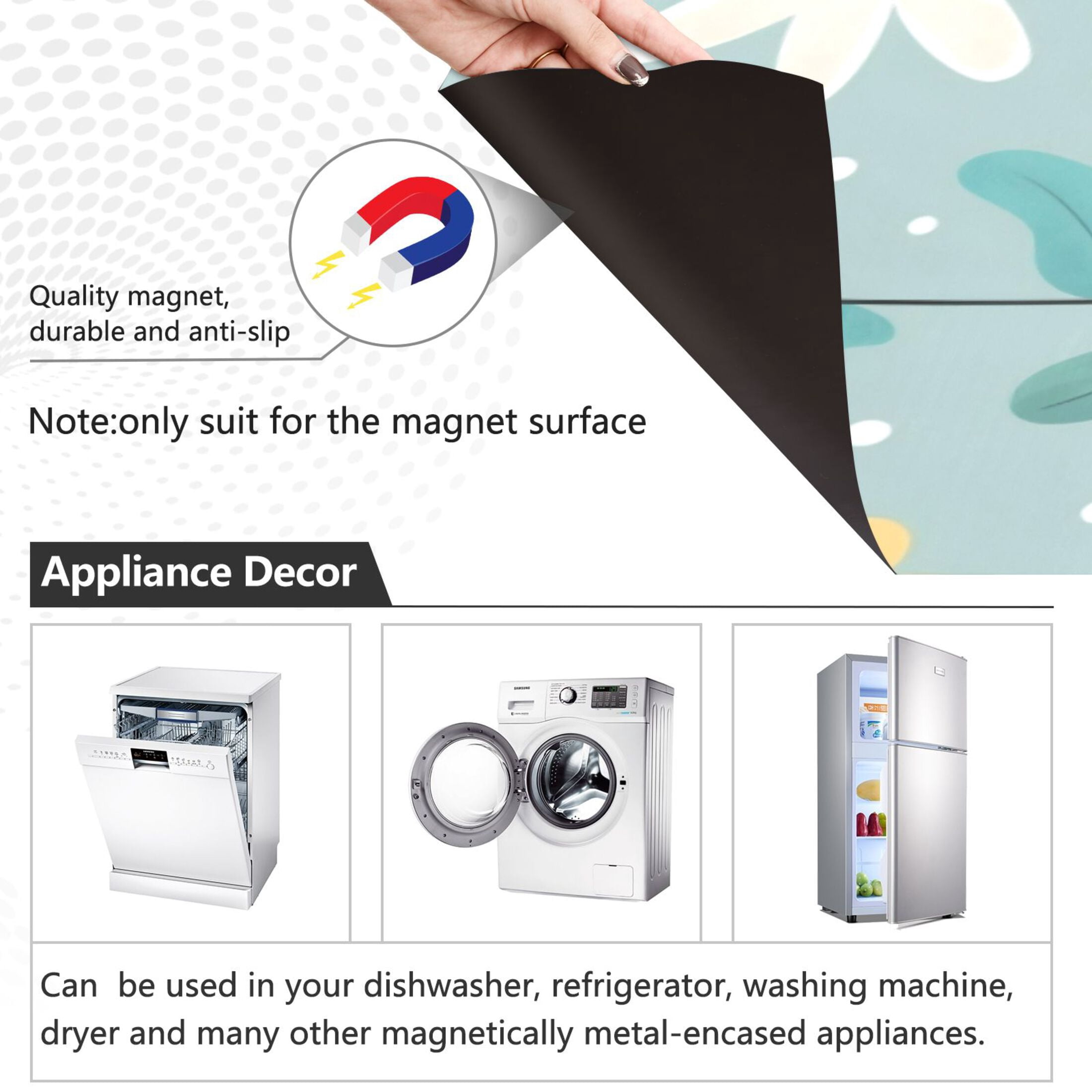 Dishwasher Magnetic Sticker 23x26 Inch Refrigerator Magnetic Sticker Washing Machine Magnetic Sticker Kitchen Panel Magnetic Sticker Home Decor Stick Figure Flower