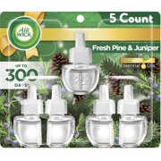Angle View: Air Wick Plug in Scented Oil Refill, 5 ct, Fresh Pine and Juniper, Air Freshener, Essential Oils, Fall Scent, Fall decor