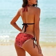 thumbnail image 2 of Watermelon Background with Seed Women's Bikini V Neck Swimsuit Set 2 Piece Over Size Bathing Suit Side Triangle Bathing Suit, 2 of 9