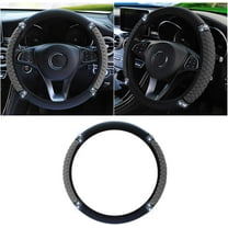 Bling Soft Leather Steering Wheel Cover, 15 Inch Colorful Rhinestones Auto Elastic Protector with Crystal Diamond for Women Girls, Car Accessories for Most Cars, SUVs (Grey)
