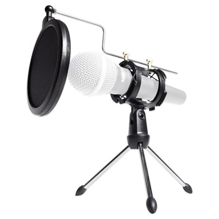 Rockville RTMS21 Desktop Tripod Dynamic Microphone Stand+Pop Filter+Shock Mount