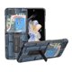 thumbnail image 1 of Funda de cuero genuino con textura Mahjong y soporte para Samsung Galaxy Z Flip5 (azul), 1 of 5