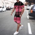 thumbnail image 2 of Playeras Básicas Algodon Para Hombre, Conjunto De Dos Piezas De Camiseta Y Pantalones Cortos De Manga Corta Con Estampado Completo Y Pantalón Corto., 2 of 5