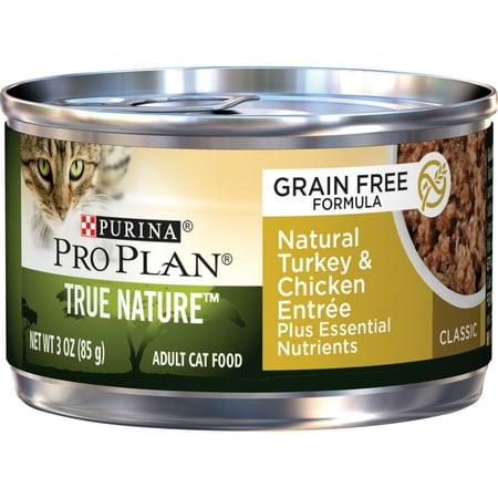 (24 Pack) Purina Pro Plan Grain Free Wet Cat Food Pate, Natural Turkey and Chicken Entree, 3 oz. Pull-Top Cans