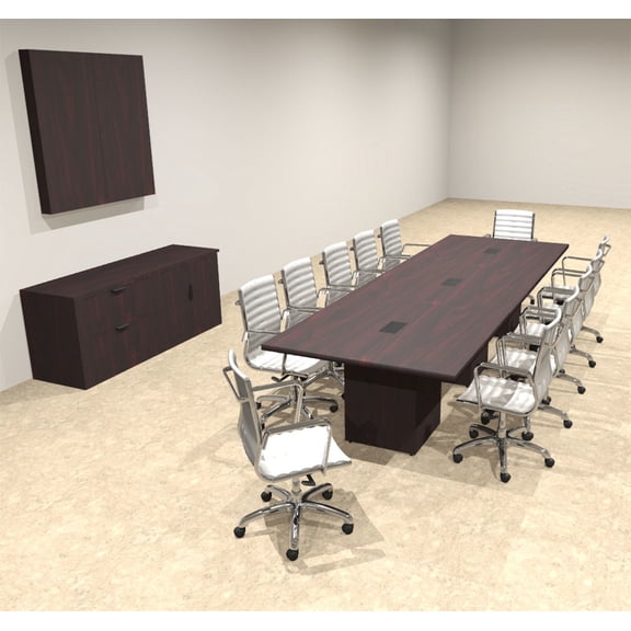 Modern Rectangular Top Cube Leg 12' Feet Conference Table, #OF-CON-CS14