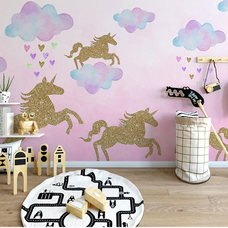 Cartoon Unicorns cloud Horse Wall Stickers for Girls Bedroom Decor Animal Dec_BE