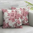 thumbnail image 3 of Pink and Cream Floral Pillow Covers Inch Set of Vintage Throw Flower Pillowcases Farmhouse Linen Cushion for Couch Bed Sofa Chair Home Decor, 3 of 5