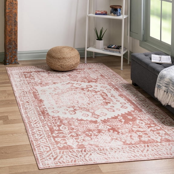 Unique Loom Oxford Collection Area Rug - Sheldonian (10' x 13' Rectangle Pink/Ivory)