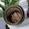 thumbnail image 3 of Foldable Handmade Folding Wicker Grass Weaving Chrysanthemum Black Plaids Pattern Storage Basket for Storing Cosmetics, Dirty Clothes, 3 of 15