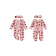 thumbnail image 2 of Cjfdfy Newborn Baby Girl Game Day Outfit Football Bow Print Waffle Long Sleeve Zip Up Footies Romper And Headband Infant Cute My First Football Season Fall Winter Set 0-9M, 2 of 9