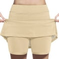 thumbnail image 2 of Hvobtty Girls' Leisure Sports Short Skirts, Toddler Half Skirts, Girls' Fashion Originality Gradient Loose High Waist A-line Fake Two Piece Sports Pants Skirt Half Beige 5-6 Years, 2 of 4