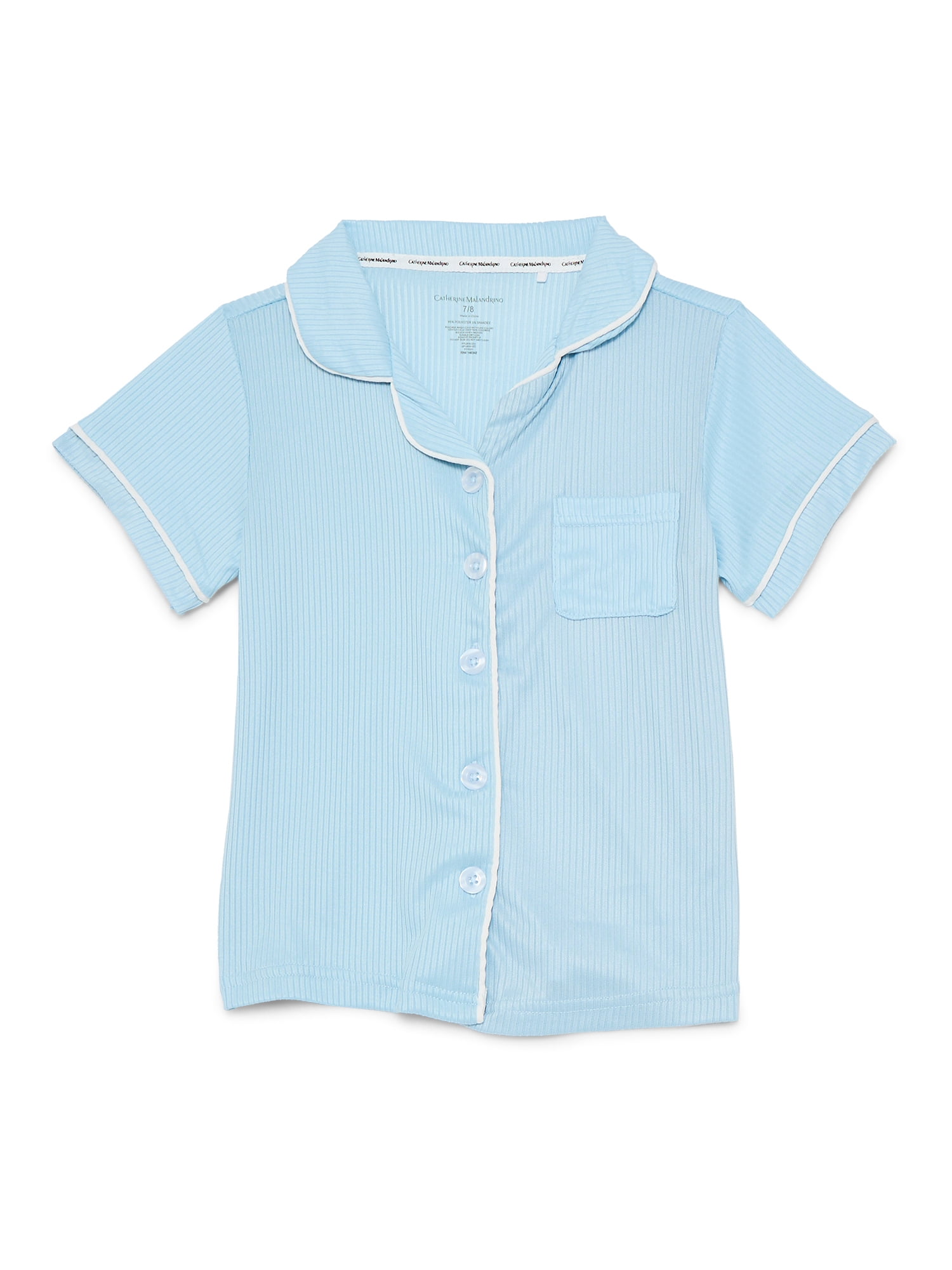 Catherine Malandrino Girls Ribbed Short Sleeve Top, Pants with Bonus Headband 3-Piece Pajama Sleep Set, Sizes 5-16