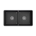 thumbnail image 6 of BOCCHI Classico Farmhouse Apron Front Fireclay 33 in. Double Bowl Kitchen Sink with Protective Bottom Grid and Strainer in Matte Dark Gray, 6 of 6