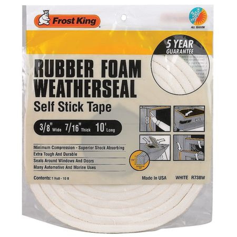 Frost King R738WH Rubber Foam SelfStick Weatherseal Tape with Minimum