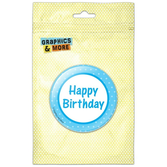 Happy Birthday with Blue Dots Refrigerator Button Magnet