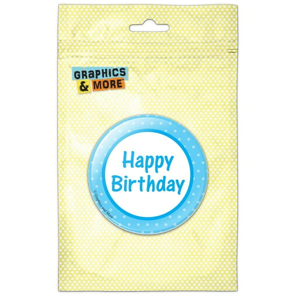 Happy Birthday with Blue Dots Pinback Button Pin Badge