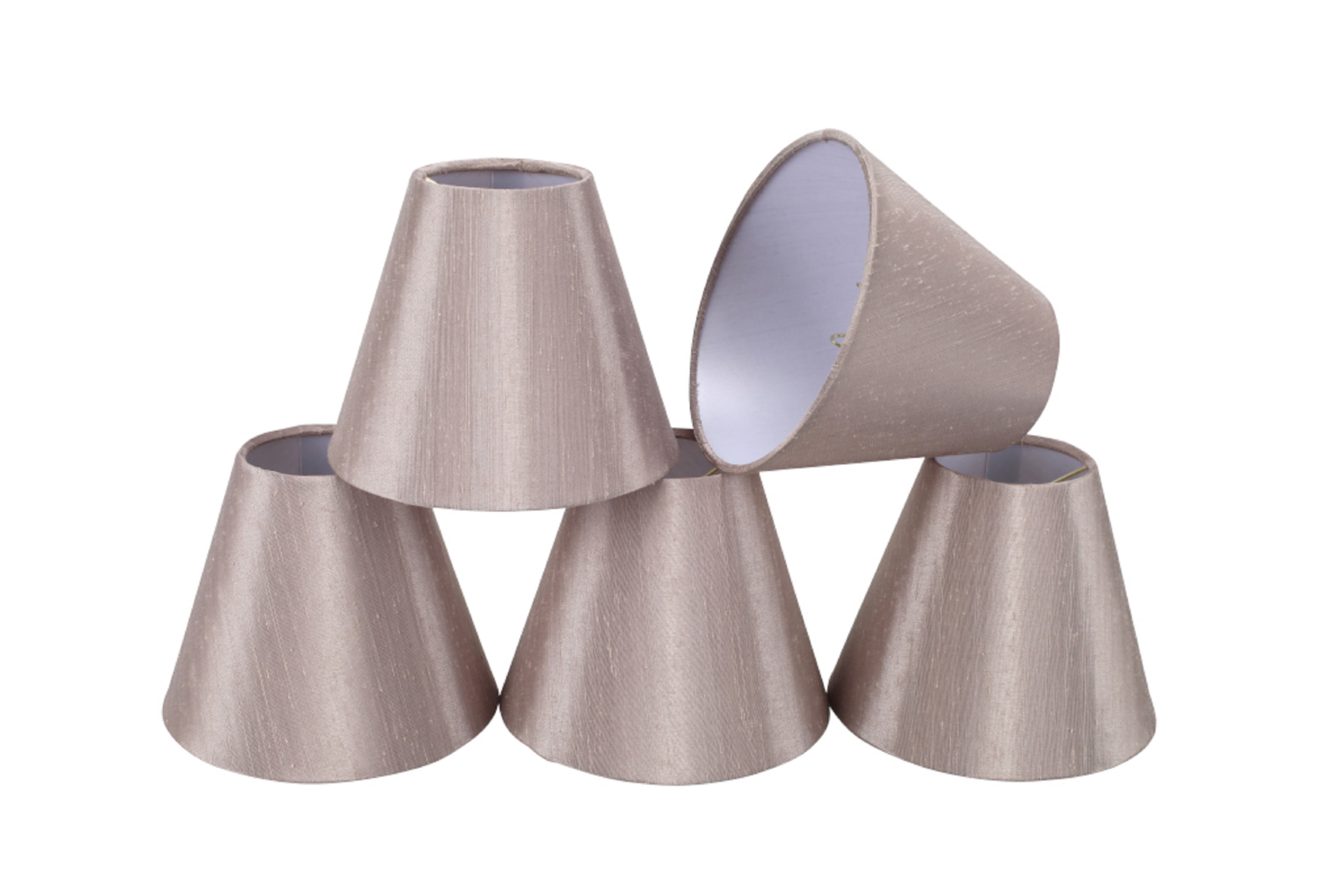 Taupe Faux Silk Empire Chandelier Lamp Shades, Set of 5