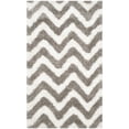thumbnail image 4 of SAFAVIEH Barcelona Carmella Chevron Stripes Shag Runner Rug, Ivory/Silver, 2'3" x 8', 4 of 9