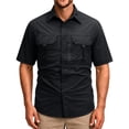thumbnail image 2 of Sewkxo Men's Short Sleeves Fishing Shirts Button Down Summer Travel Work Shirts with Zipper Pockets,Black L, 2 of 7