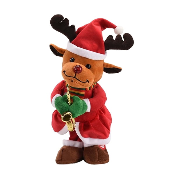 Peluche eléctrico, regalo de Navidad, decoración de mesa navideña, decoración navideña animada. Alce