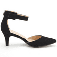 thumbnail image 4 of Dream Pairs Women's Ankle Strap Pump Dress Shoes Fashion Low Heel Pointed Toe Pump Shoes LOWPOINTED BLACK/NUBUCK Size 8.5, 4 of 5