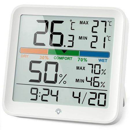 

Hygrometer Indoor Thermometer Digital Humidity Meter Temperature Monitoring Meter MAX/MIN Data Sets LCD with Backlight