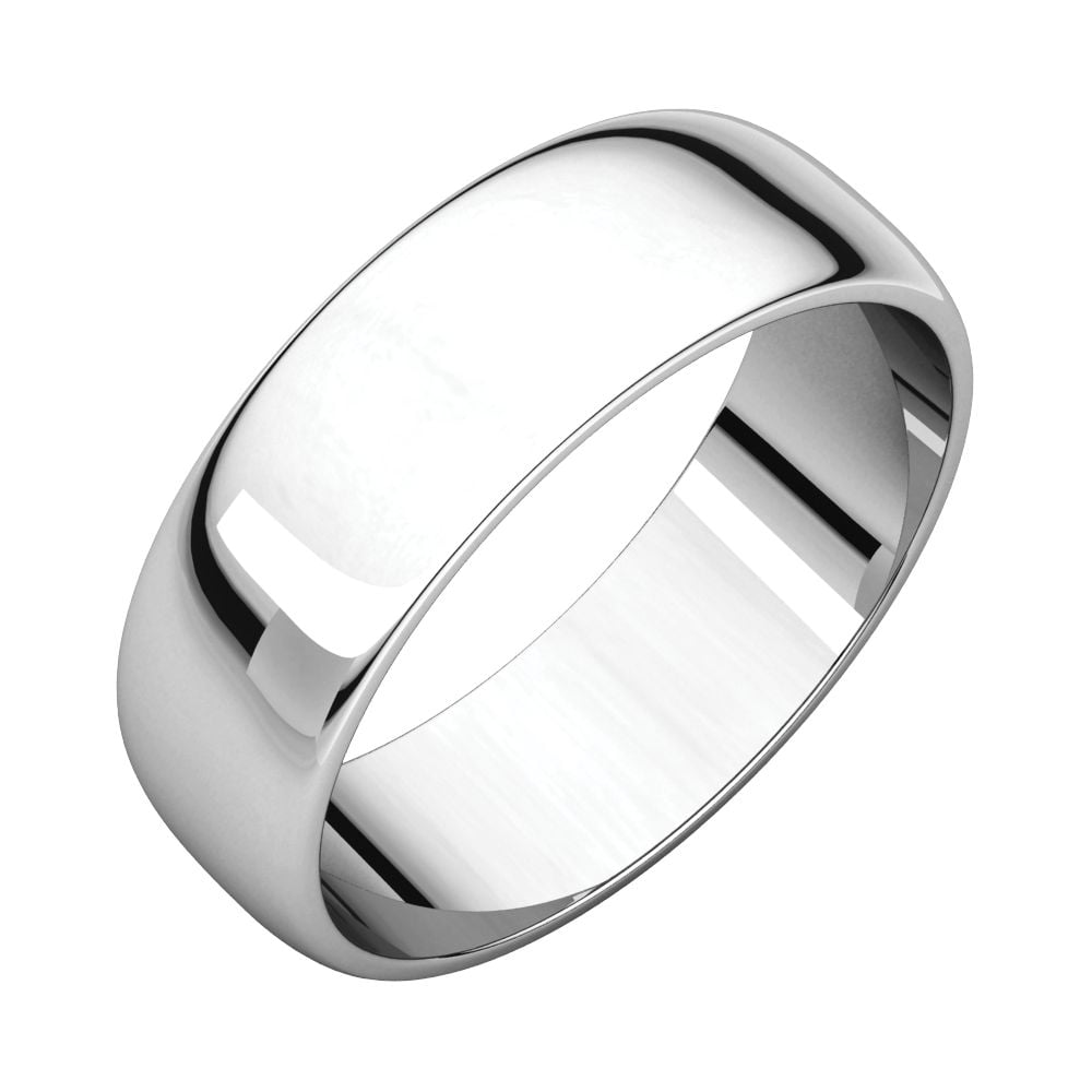 Jewels By Lux 10K White or Yellow Gold 6mm Half Round with Edge Wedding Band