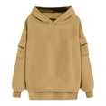thumbnail image 4 of Xunlbb Sweatshirt for Women,Women's Solid Color Long Sleeved Pocket Loose Hooded Top Sweatshirt,Size S-2XL, 4 of 6