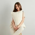 thumbnail image 4 of PILLOWPIA Chindi Handwoven Rag Rug Lumbar Pillow Cover, Heavy Cream, 12" x 24", 100% Cotton, Visible Brass Zipper, 4 of 9