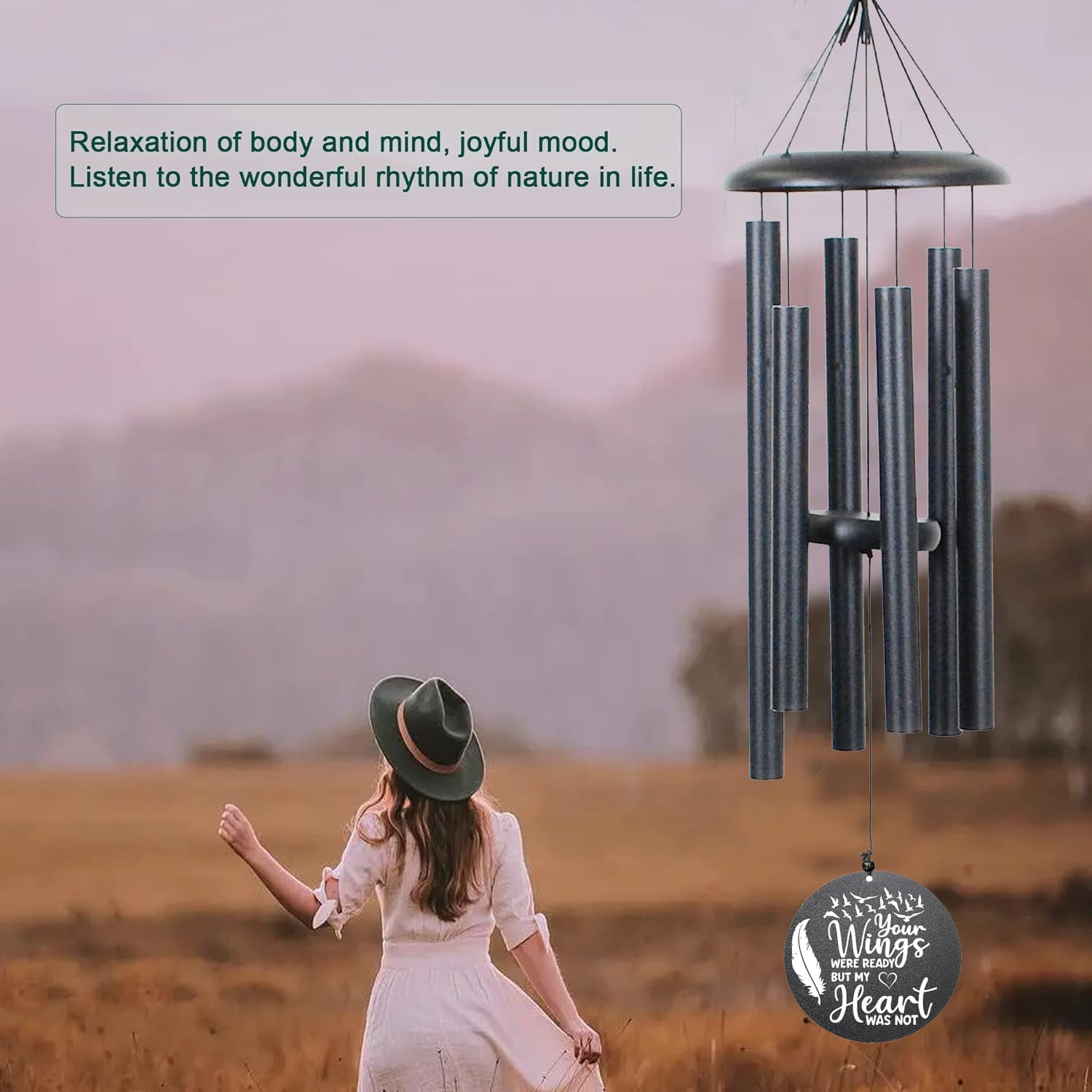 Memorial Wind Chimes for Loss of Loved One Rememberance Gifts for Loss of Dad Mom Wife Husband Daughter Large Angel Windchimes Garden Patio Home Décor