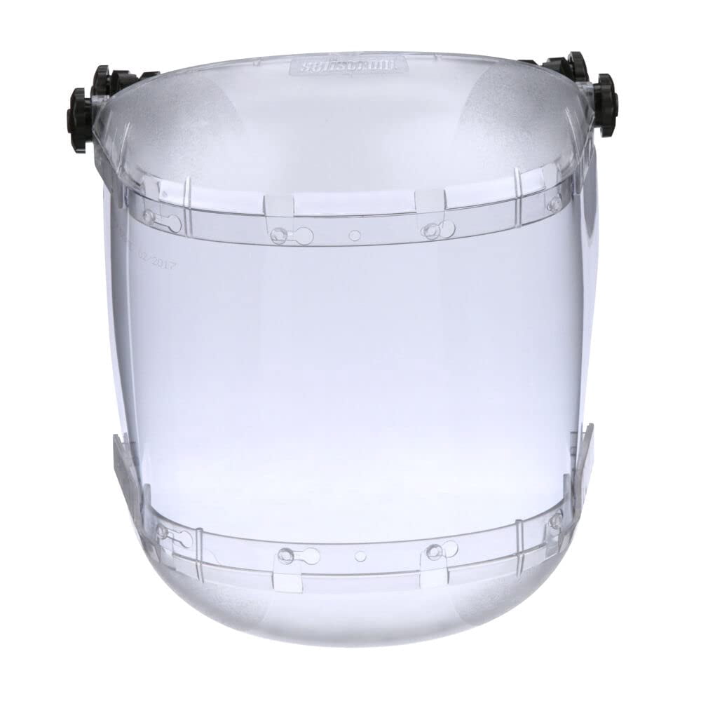 Sellstrom Dual Crown Safety Face Shield with Universal Hard Hat Slot Adapter (Hard Hat Not Included), Clear Tint, Anti-Fog Coating, Clear, S38540