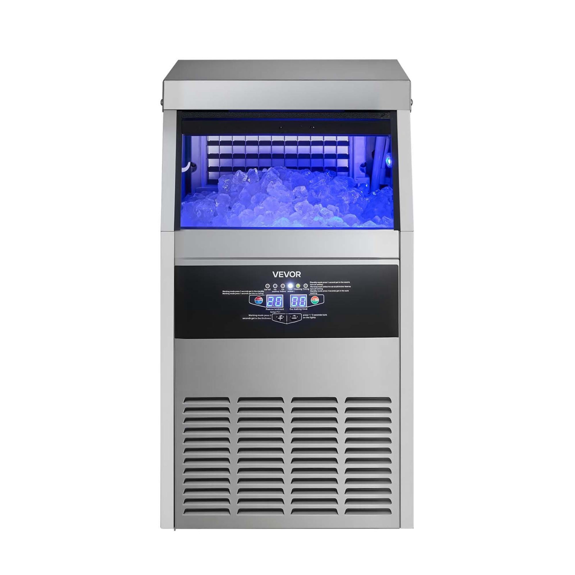 Commercial Ice Maker, 130 lbs/24H, 30 lbs Storage, Under Counter Freestanding Stainless Steel Ice Maker with LED Display & Self-Cleaning