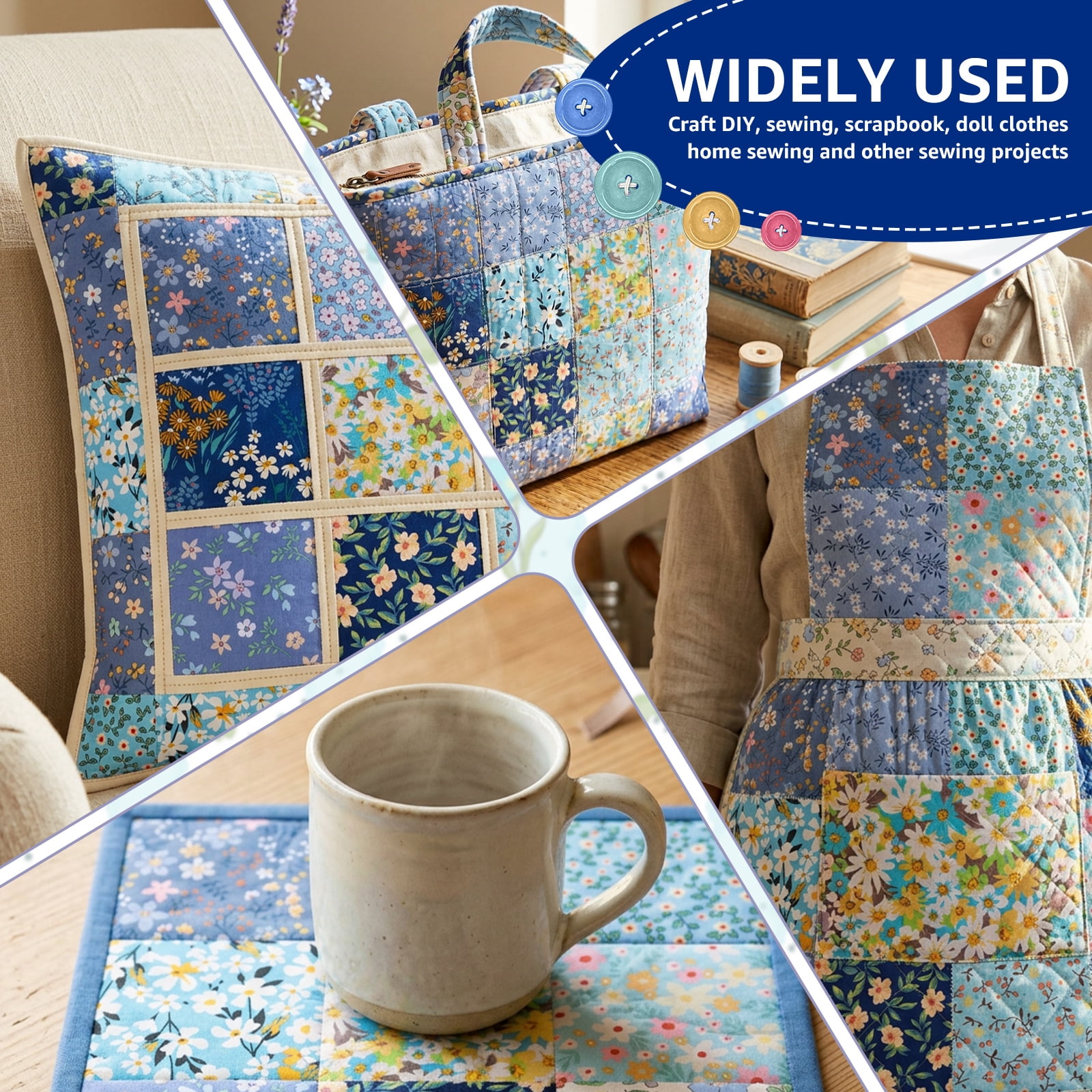 117 PCS 5.5"x 5.5" Cotton Floral Fabric Squares for Quilting Precut Patchwork Fabric Bundle Quilting Supplies for Sewing DIY and Quilting Beginner