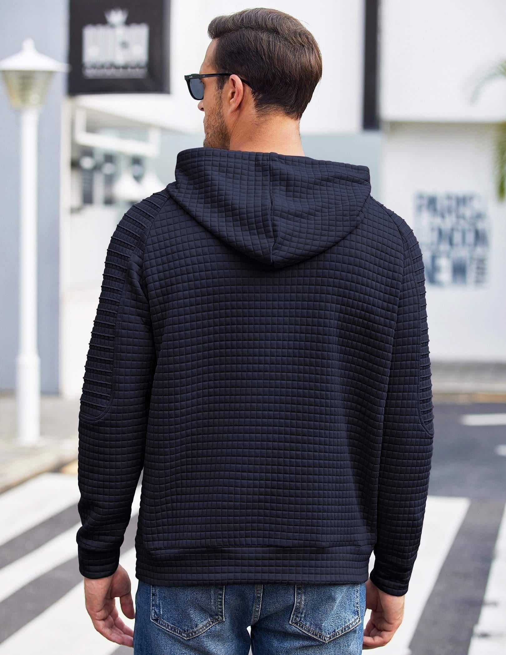 COOFANDY Men's Knit Hoodie Pullover Regular Fit Long Sleeve Drawstring Hooded Sweatshirt with Kanga Pocket