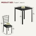 thumbnail image 3 of Dining Table for 2, Small Table and Chairs Set of 2, Dinette Set for 2, Square Dinner Table Set, 3 Piece Kitchen & Dining Room Sets for Small Space (Black, Dining Table with 2 Chairs), 3 of 9