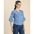 thumbnail image 3 of Moomaya Short Sleeve V Neck Printed Cotton Top - Women's Casual Cotton Top, 3 of 9