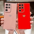 thumbnail image 2 of Dteck Case for Samsung Galaxy S24 Ultra, Luxury Electroplate Cute Side Love Heart Cover Full Camera Protection Soft Silicone Anti-Fingerprint Shockproof Cover,Red, 2 of 5