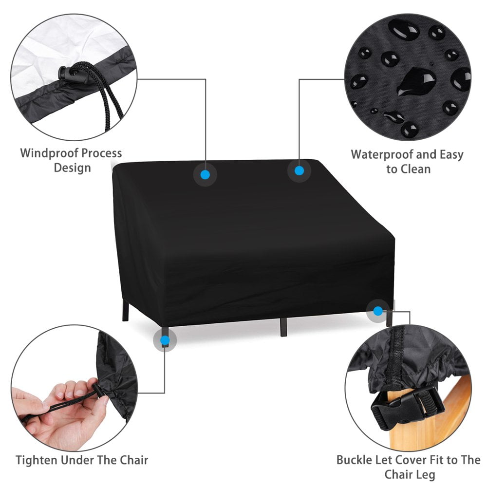 LEEYNEER Patio Loveseat Cover   Outdoor Furniture Chair Cover  Durable and Waterproof 420D Oxford Cloth Patio Sofa Cover  Black