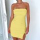 thumbnail image 2 of Vestido ajustado para mujer, minivestido sexy asimétrico (amarillo claro M), 2 of 9