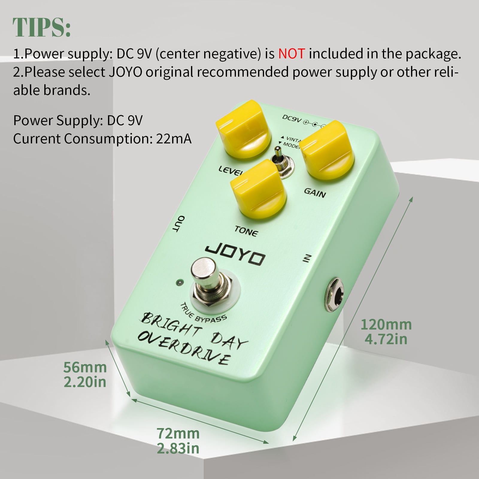 JOYO JF-25 Overdrive Pedal with Modern/Retro Tone High Gain for Electric Guitar Bass