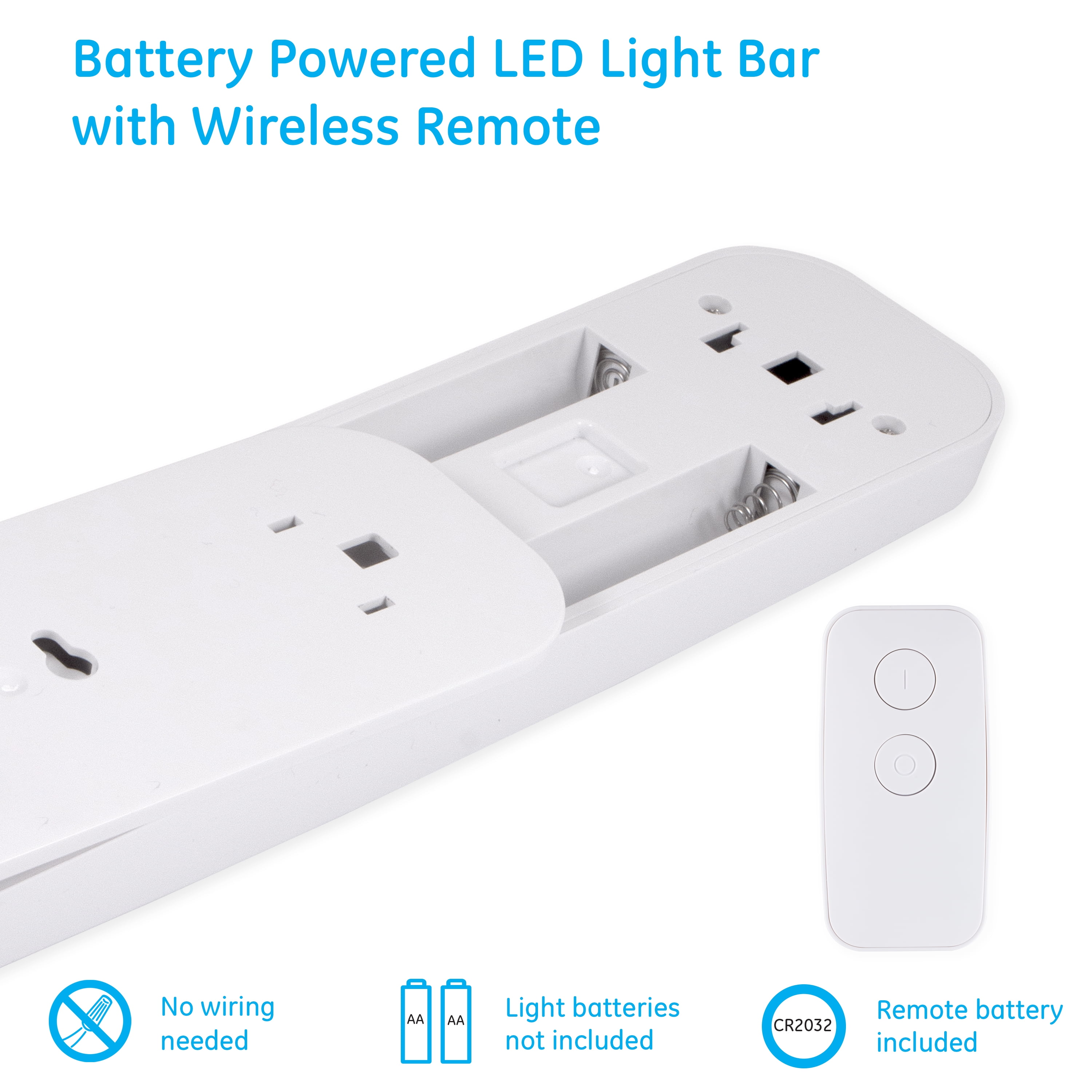 2-Pack Batter... Bright White Light Details about   GE Wireless Remote Control LED Light Bars 