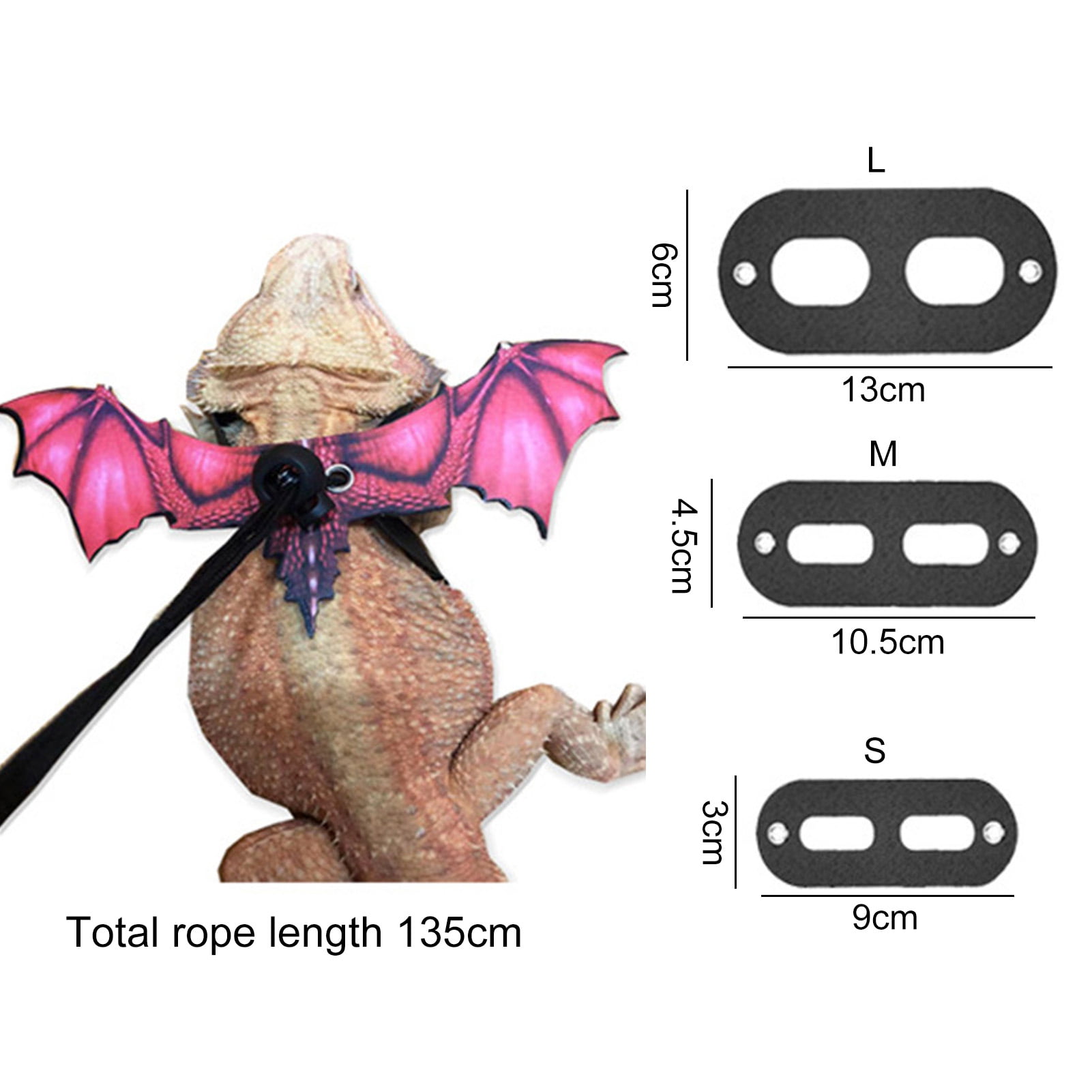  Pawaboo Adjustable Bearded Dragon Harness and Leash, 3 Size  Leather Reptile Leash Outdoor Harness Leash with Bat Wings for Lizard  Reptiles Amphibians Small Pet, Small/Medium/Large, Black+Gold : Pet Supplies