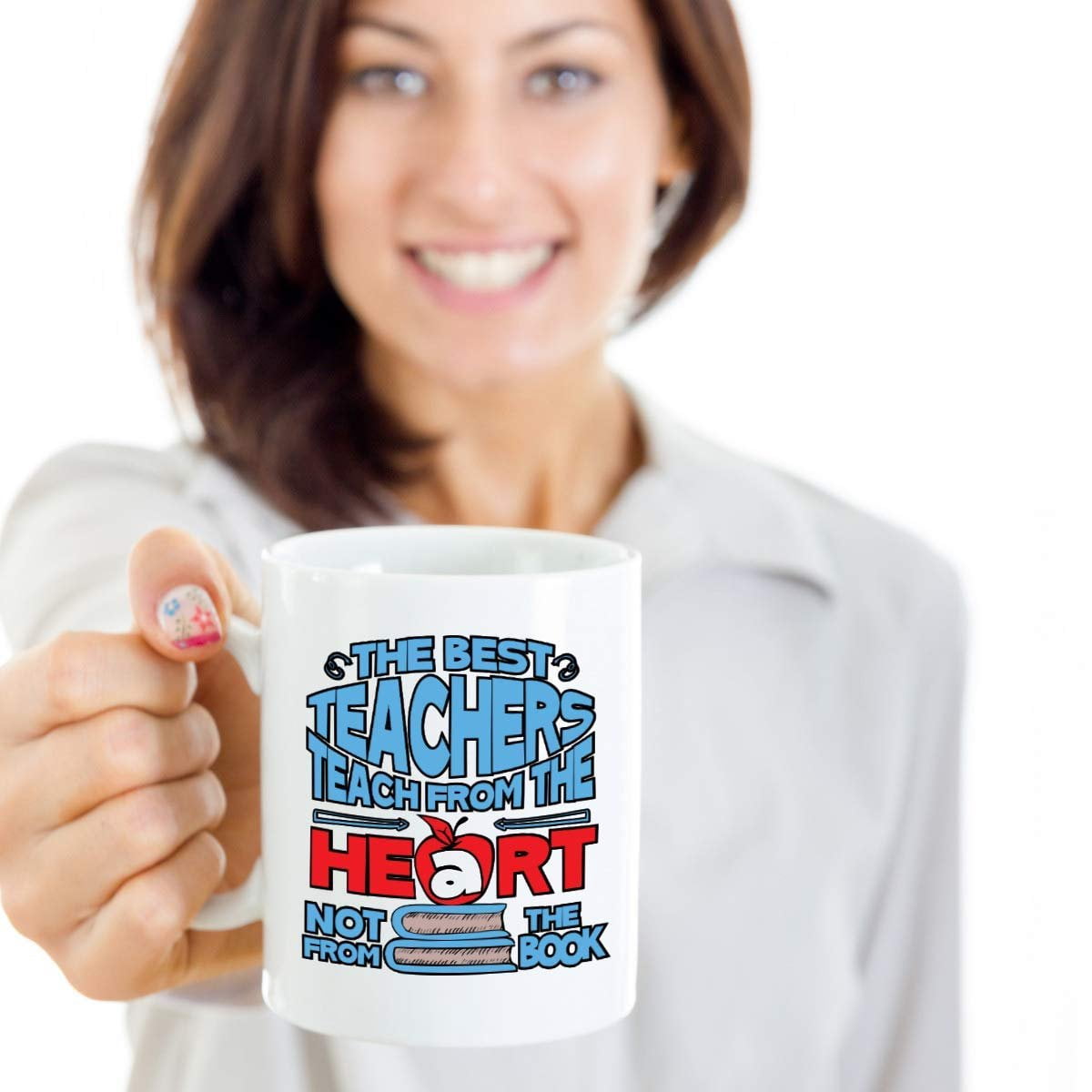 The Best Teachers Teach From The Heart Not From The Book Coffee & Tea Gift Mug, Classroom Supplies, Desk Decorations, Accessories & Appreciation Gifts For A Math, PE, Art Or Any Teacher (15oz)